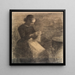 Portrait painting of Ida Hammershi with needlework - Vilhelm Hammershi — framed artwork on a wall