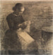 Portrait painting of Ida Hammershi with needlework - Vilhelm Hammershi — artwork view