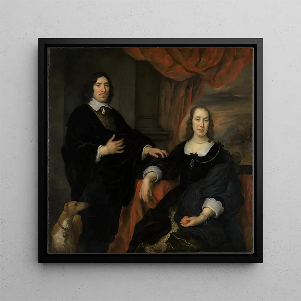 Portrait of a Married Couple - Govert Flinck — framed artwork on a wall