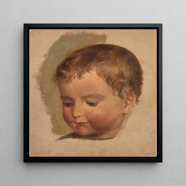 Portrait painting of a child - Adolph Tidemand — framed artwork on a wall