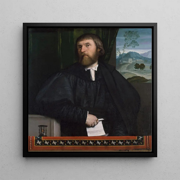 Portrait of a Man - Moretto Da Brescia — framed artwork on a wall