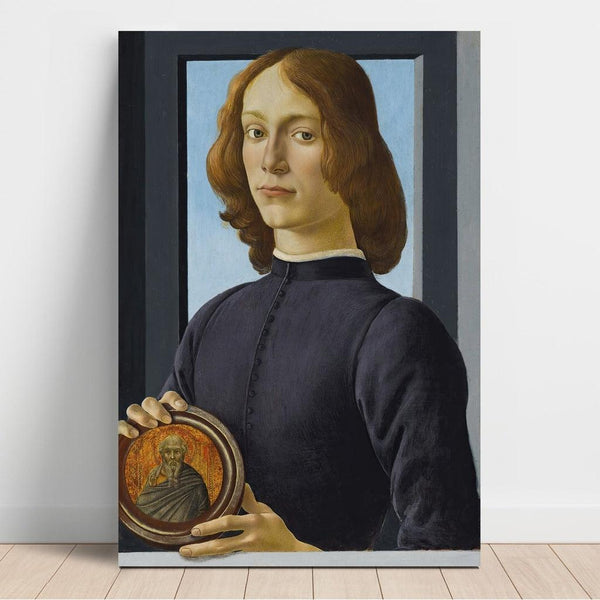 Reproduction of the painting Portrait of a young man holding a medallion - Sandro Botticelli