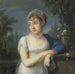 Portrait of a Woman Near a Balustrade - Jean-Baptiste-Jacques Augustin — displayed in an interior