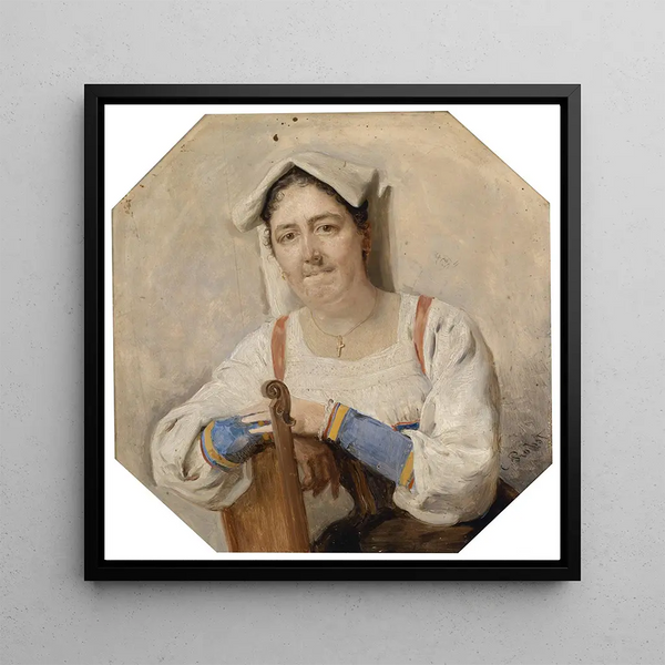 Portrait of an Italian Woman - Carl Probst — framed artwork on a wall