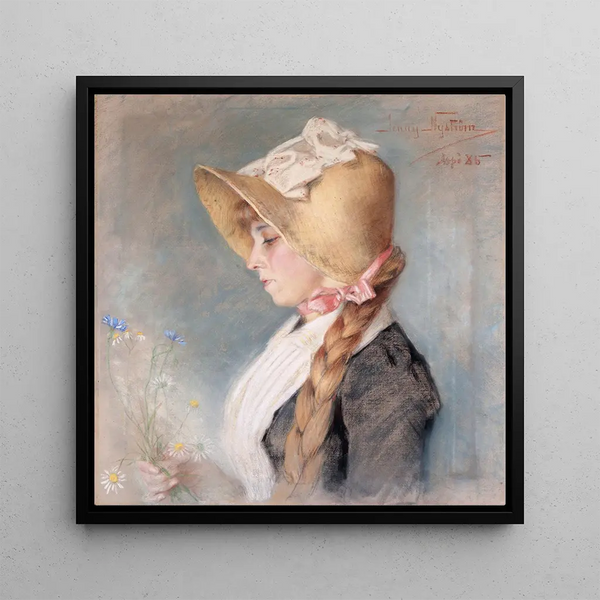 Portrait Painting of a Lady - Jenny Nyström — framed artwork on a wall