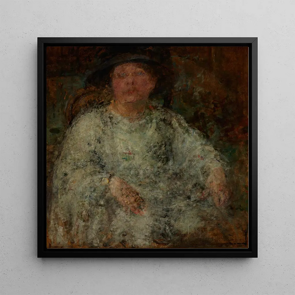 Portrait of a lady with glasses - Olga Boznanska — framed artwork on a wall