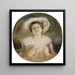 Portrait of a lady with a white hat - Franz von Lenbach — framed artwork on a wall