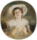 Portrait of a lady with a white hat - Franz von Lenbach — artwork view