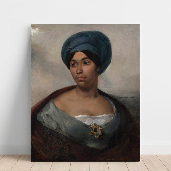 Reproduction of the painting Portrait of a woman with a blue turban - Eugène Delacroix