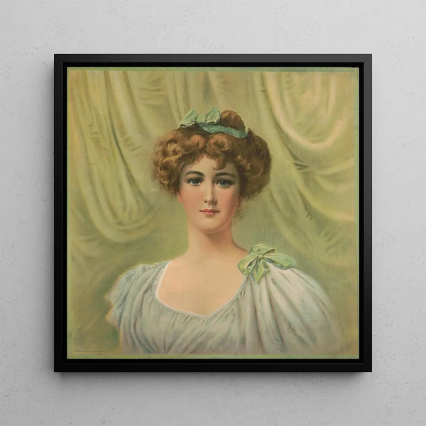 Portrait of a woman with ribbons in her hair - Campbell Metzger Jacobson — wall display of the artwork