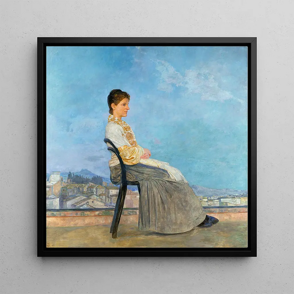 Portrait of a Roman woman on a flat roof in Rome - Max Klinger — wall display of the artwork