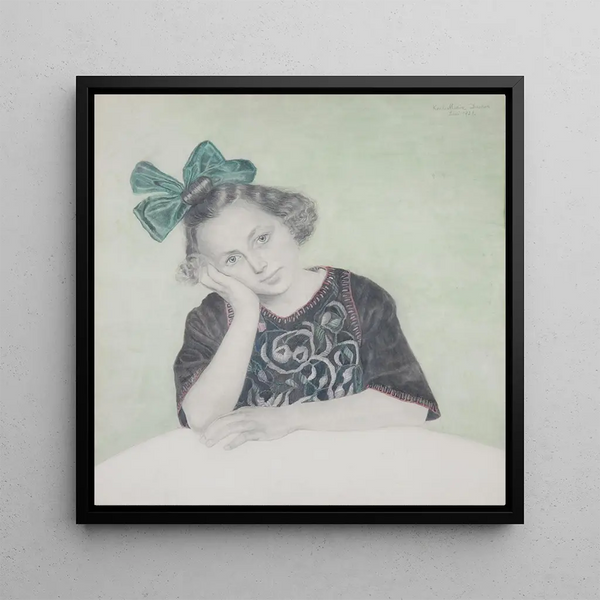 Portrait Painting of a Girl - Franz von Matsch — framed artwork on a wall