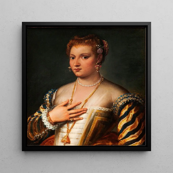 Portrait of a young Venetian woman - Francesco Montemezzano — framed artwork on a wall