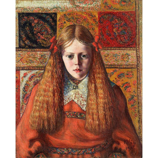 Portrait d'une jeune fille norvégienne - Konrad Mägi | Reproduction Tableau Décoration murale affiche copie