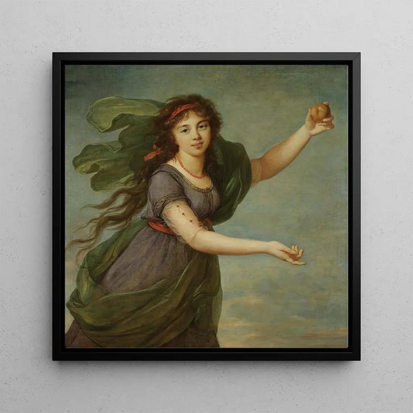 Portrait of a young girl under the features of Atalante - Élisabeth Louise Vigée Le Brun — framed artwork on a wall