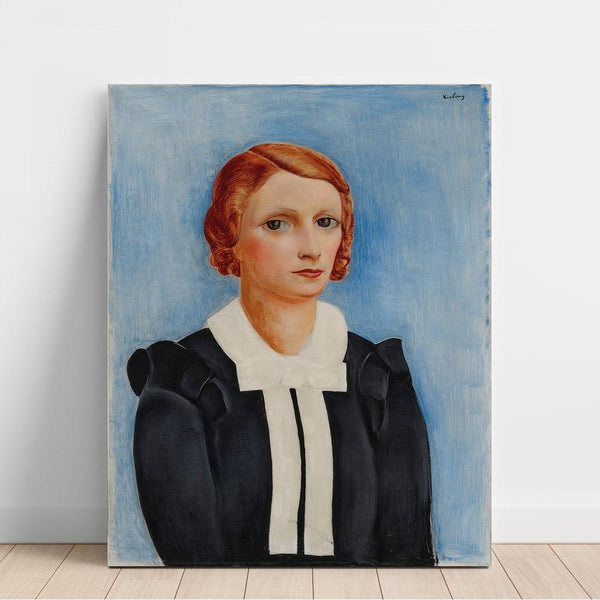 Reproduction of the painting Portrait of a Woman on Blue Background - Moïse Kisling