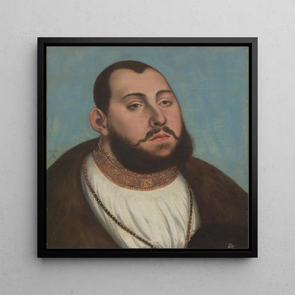 Portrait painting of Jean Frédéric the Magnanimous, Elector and Duke of Saxony - Lucas Cranach the Elder — framed artwork on a wall