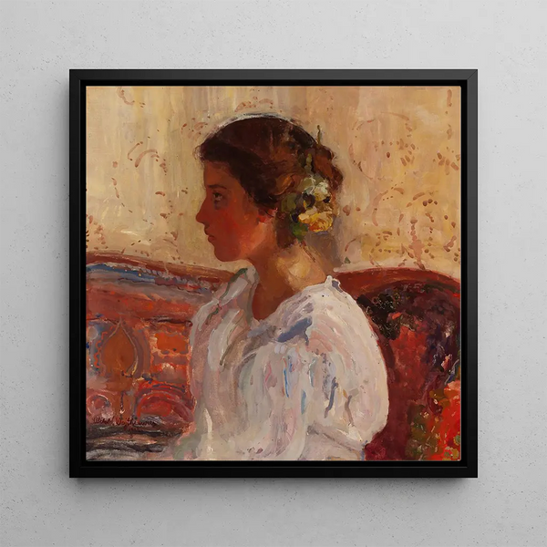 Portrait of Liza Pareska - Witold Wojtkiewicz — framed artwork on a wall