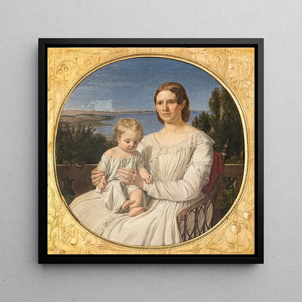 Portrait of Maria Lehmann with her daughter Margrethe - Jürgen Roed — framed artwork on a wall