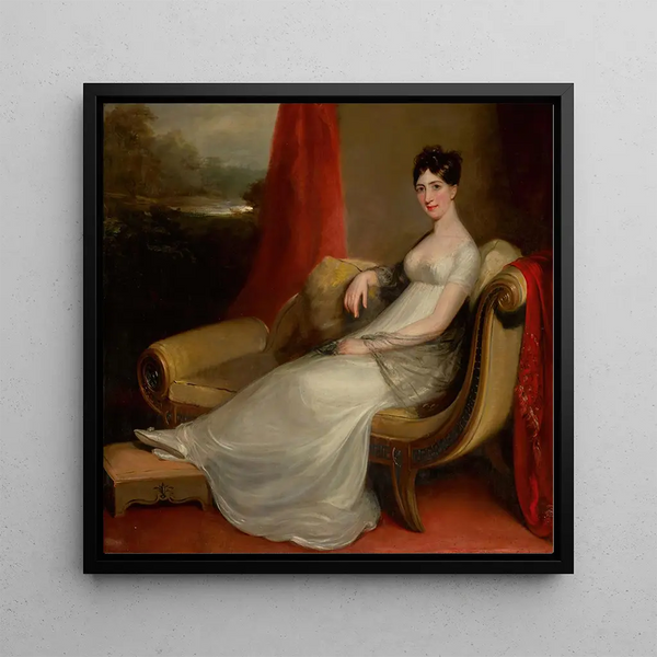 Portrait painting of Maria Vicenta Sols Lasso de la Vega, Duchess of Fernán Núñez - John James Masquerier — framed artwork on a wall