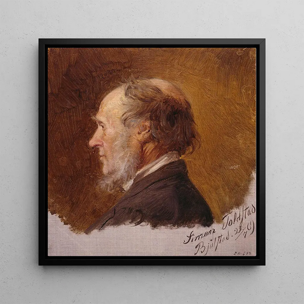Portrait of Simon Toldstad, study - Adolph Tidemand — framed artwork on a wall