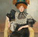 Portrait of a lady with lace blouse and feathered hat - Friedrich Knig — displayed in an interior