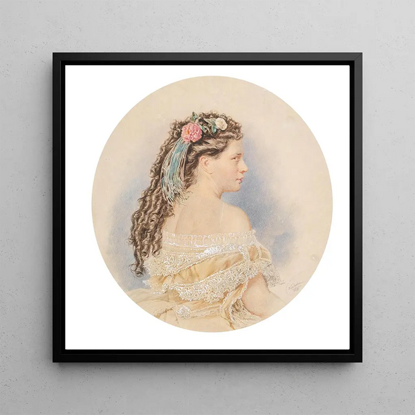 Portrait of Woman - Josef Kriehuber — framed artwork on a wall