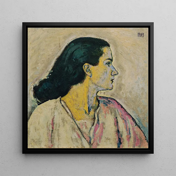 Portrait of a Woman in Profile - Koloman Moser — framed artwork on a wall