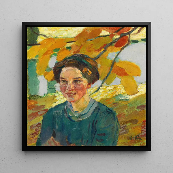 Portrait of a Young Girl - Leo Putz — framed artwork on a wall