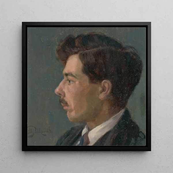 Portrait painting by artist J Korezska - Stefan Polkorb — framed artwork on a wall