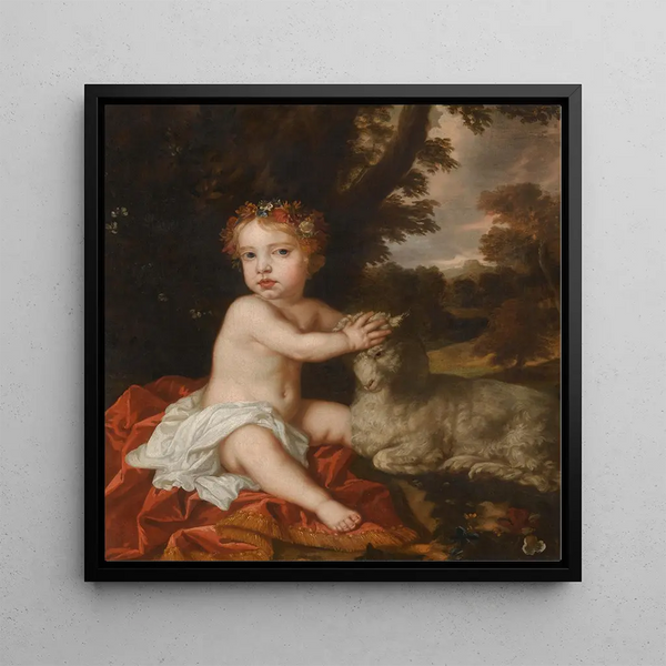 Portrait painting of Princess Isabelle 1676-1680 daughter of King James II and Marie of Modena - Sir Peter Lely — framed artwork on a wall