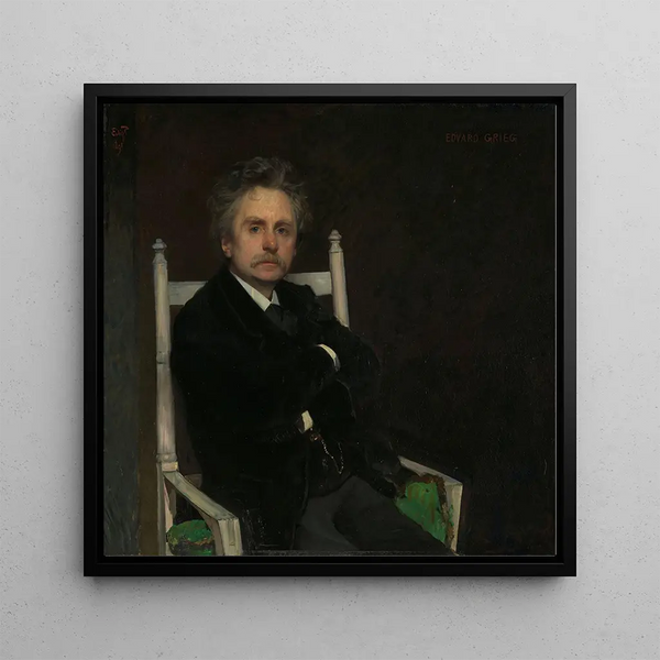 Portrait of the composer Edvard Grieg - Eilif Peterssen — framed artwork on a wall