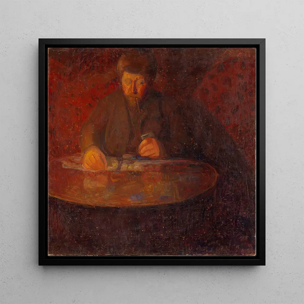 Portrait of the painter Wilhelm Wetlesen - Thorvald Erichsen — framed artwork on a wall