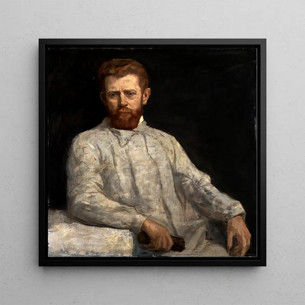 Portrait painting of sculptor Fridolin Dietsche - Heinrich Altherr — framed artwork on a wall