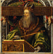 Portrait of Emperor Justinian - Circle of Ambrosius Holbein — displayed in an interior