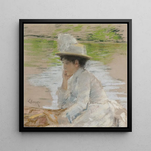 Portrait painting without title of Mrs. Chase - William Merritt Chase — framed artwork on a wall