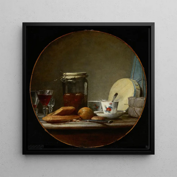 Pot d'abricots - Jean Simon Chardin — framed artwork on a wall