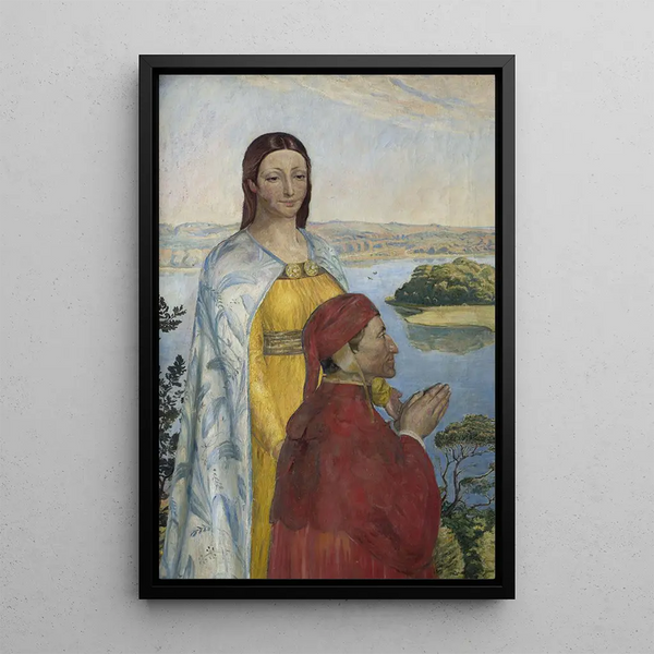 Dante and Beatrice in Paradise - Poul Simon Christiansen — framed artwork on a wall