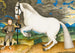 a rearing horse held by a richly dressed groom in a stormy landscape - School of Prague — artwork view