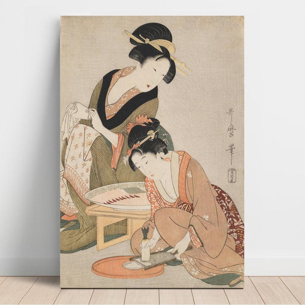 Reproduction of the painting Preparation of Raw Fish - Kitagawa Utamaro