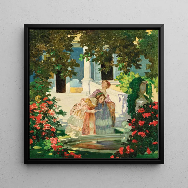 Near the fountain - Ulisse Caputo — framed artwork on a wall