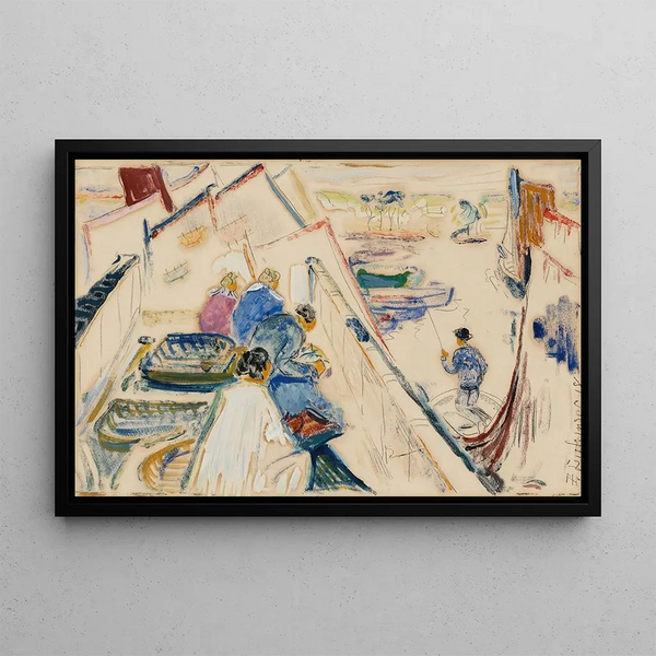 Fishing Boats - Preston Dickinson — framed artwork on a wall