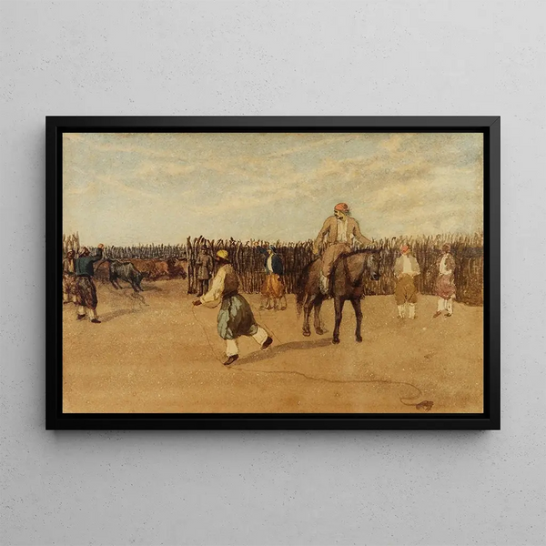 In the corral - Prilidiano Pueyrredón — framed artwork on a wall