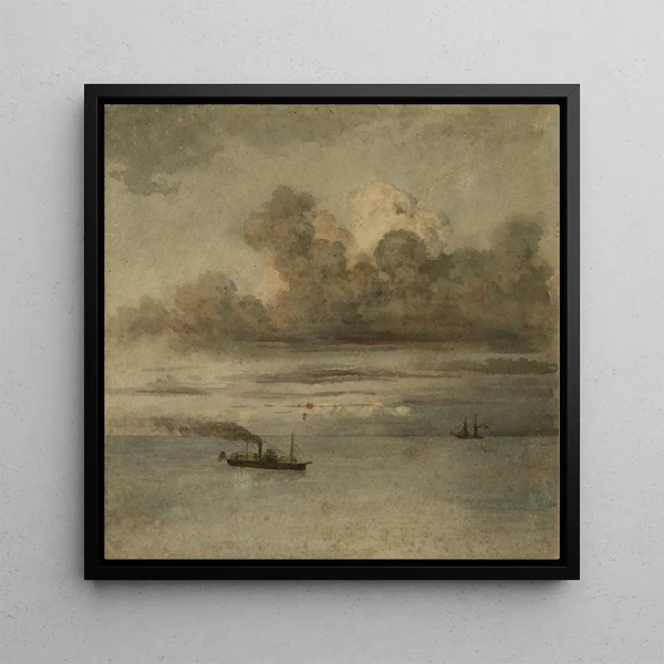 Landscape with Boats - Prilidiano Pueyrredón — framed artwork on a wall