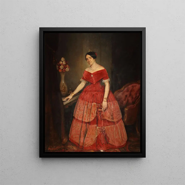 Portrait Painting of Manuelita Rosas - Prilidiano Pueyrredón — framed artwork on a wall