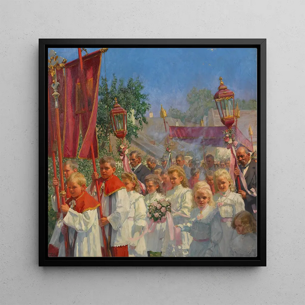 the Neustift am Walde Corpus Christi procession - Hans Larwin — framed artwork on a wall