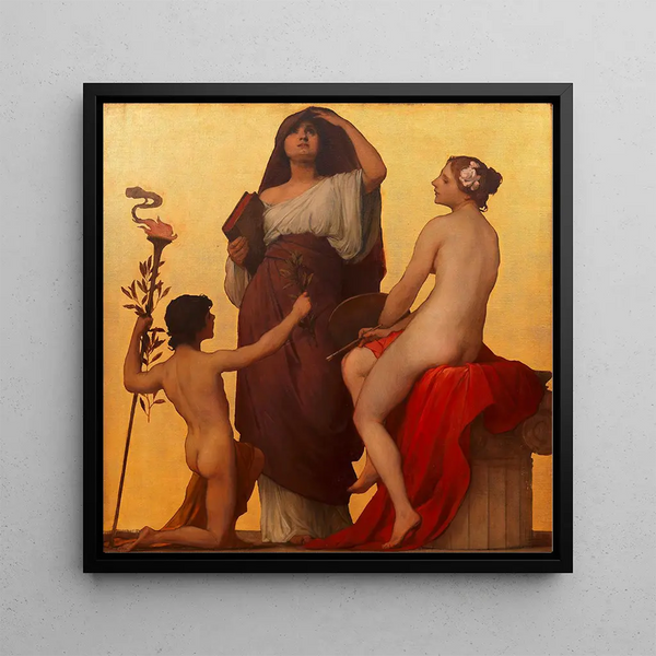 Project painting for the mosaic frieze in the portico of the Imperial Council building in Vienna Truth Wisdom Beauty - Eduard Lebiedzki — framed artwork on a wall