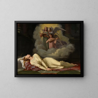 Sainte Cécile mourante entend un concert céleste - Prosper Guérin — framed artwork on a wall