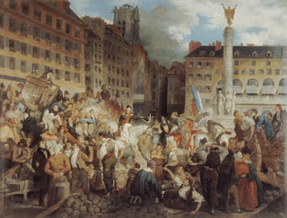 the Duke of Orléans going to the town hall, crossing the Châtelet square on July 31, 1830 - Prosper Lafaye — artwork view