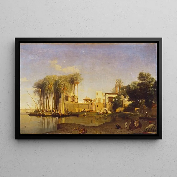 Beni Suef on the Nile - Prosper Marilhat — framed artwork on a wall